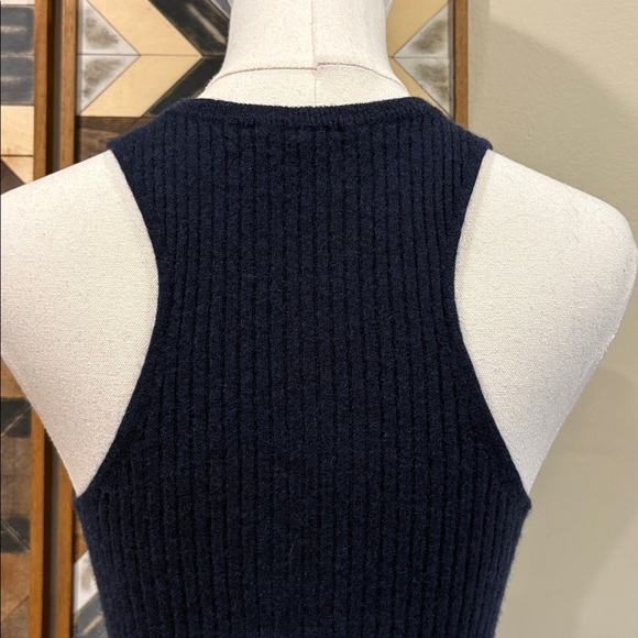 NakedCashmere Navy Blue Cashmere Stretch Ribbed Knit Sleeveless Top size Small - Picture 6 of 11